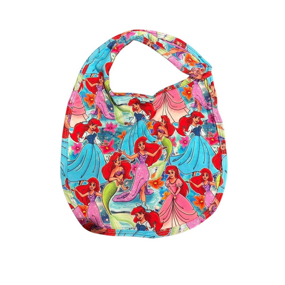 Disney The Little Mermaid Ariel Princess Bamboo Baby Bib Snap Closure Turquoise - Picture 2 of 3